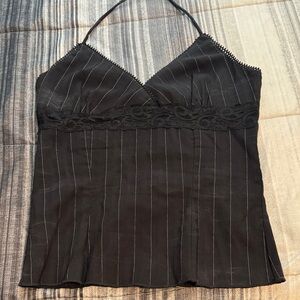 Black Pinstripe Halter Top